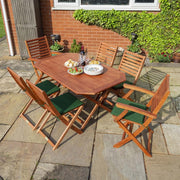 Plumley Six Seater Dining Set Green Cushions